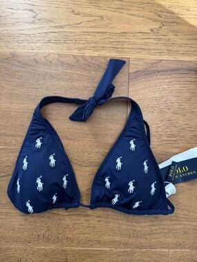 NWT POLO RALPH LAUREN LOGO ICONS HALTER BRA BIKINI TOP